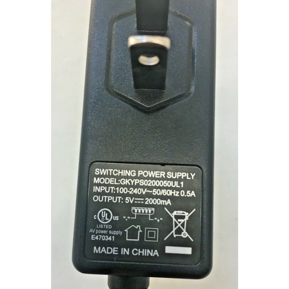 Raspberry Pi Black Power Supply 5V 2A 2000mA Micro USB Charger Adapter NEW NWT - Picture 2 of 4